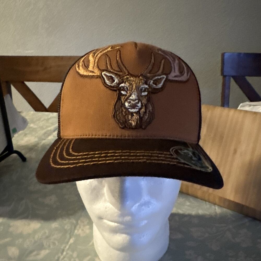 Big buck Hunting Snapback Hat Brown One Size Embroidered Top Level